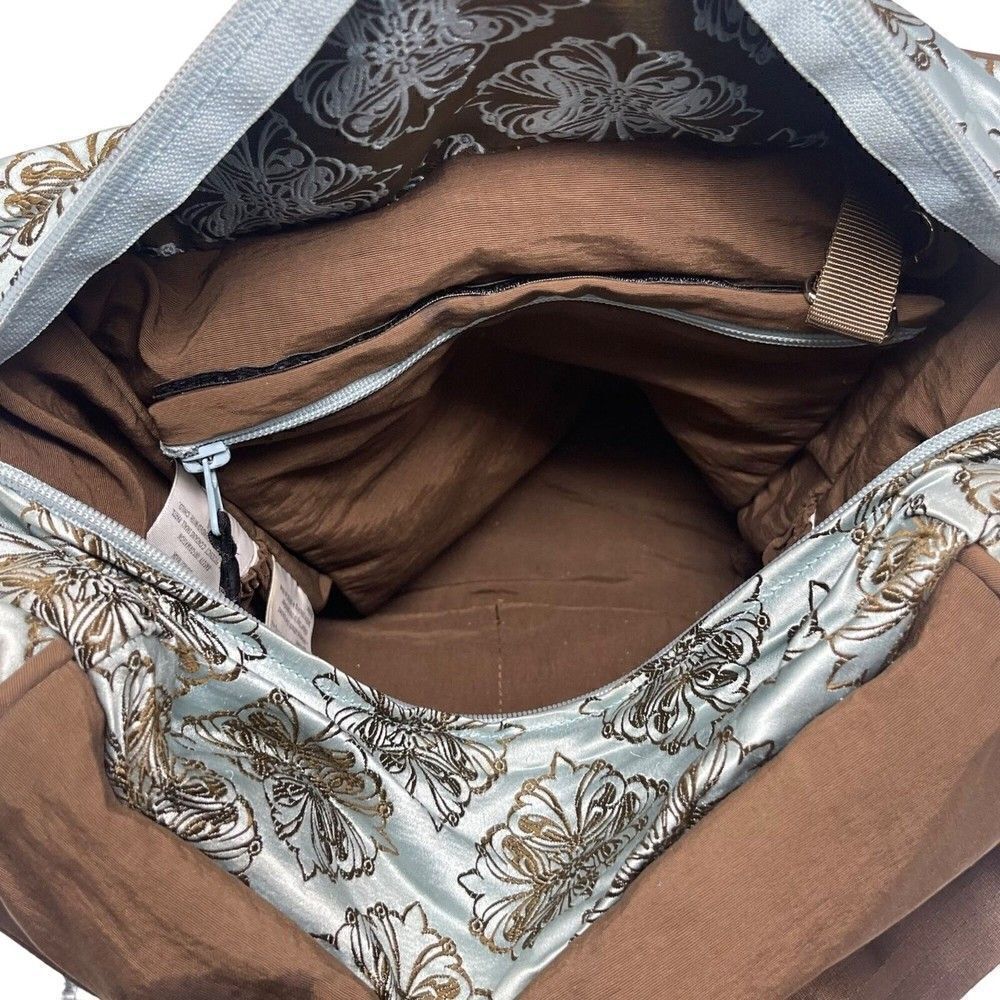 Petunia Pickle bottom embroidered Diaper bag larger BoxU Mint and brown - Picture 9 of 12